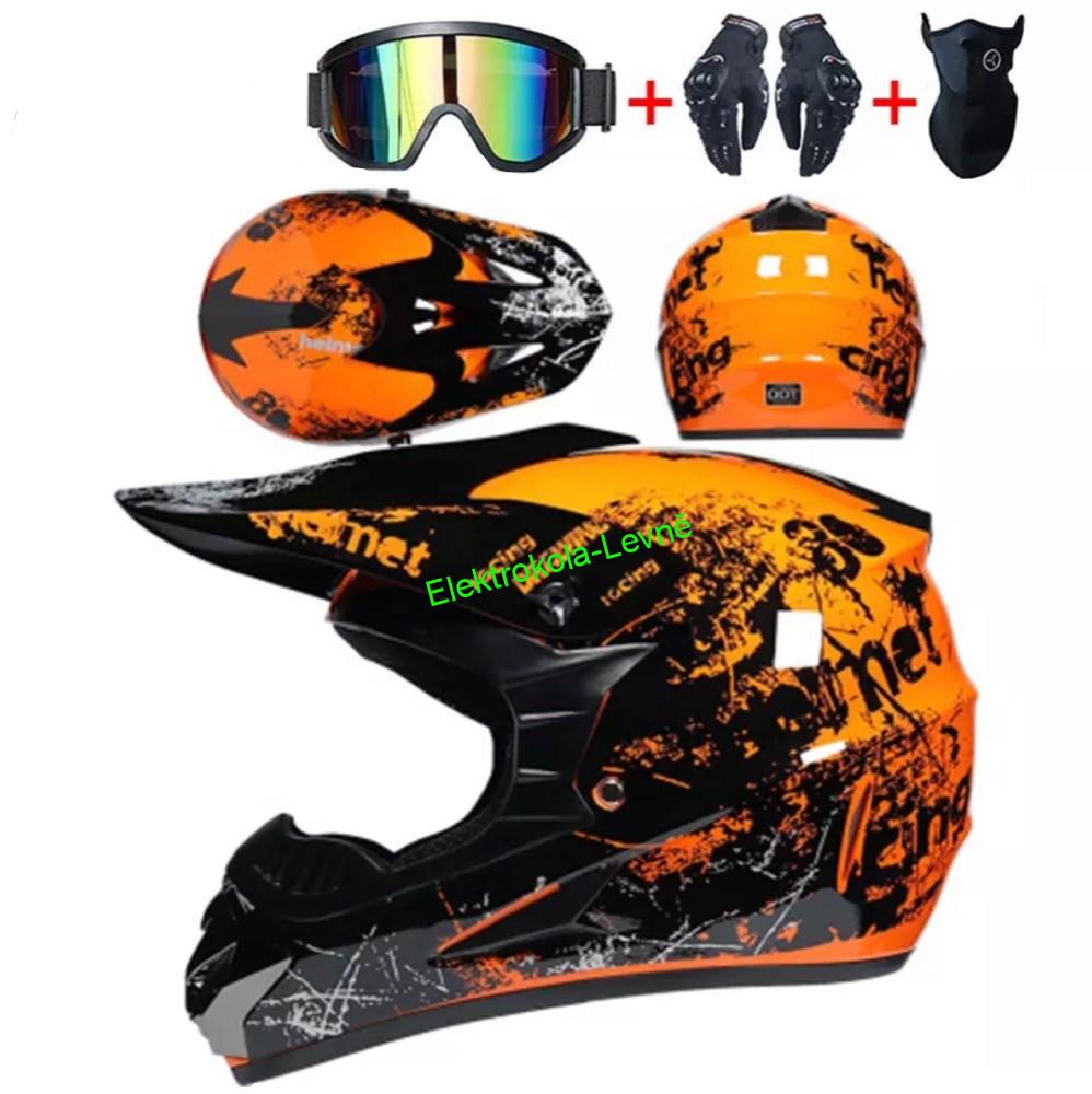 Motocrossová přilba XTR oranžová - SET