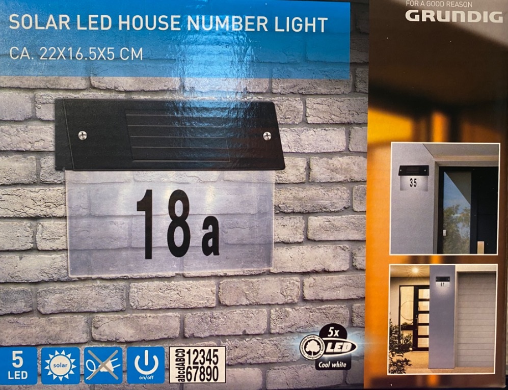 Svítící světlo s číslem domu