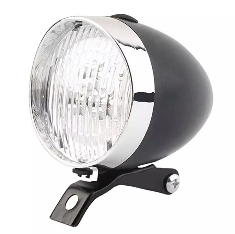 Retro přední LED světlo na motokolo Chopper černé