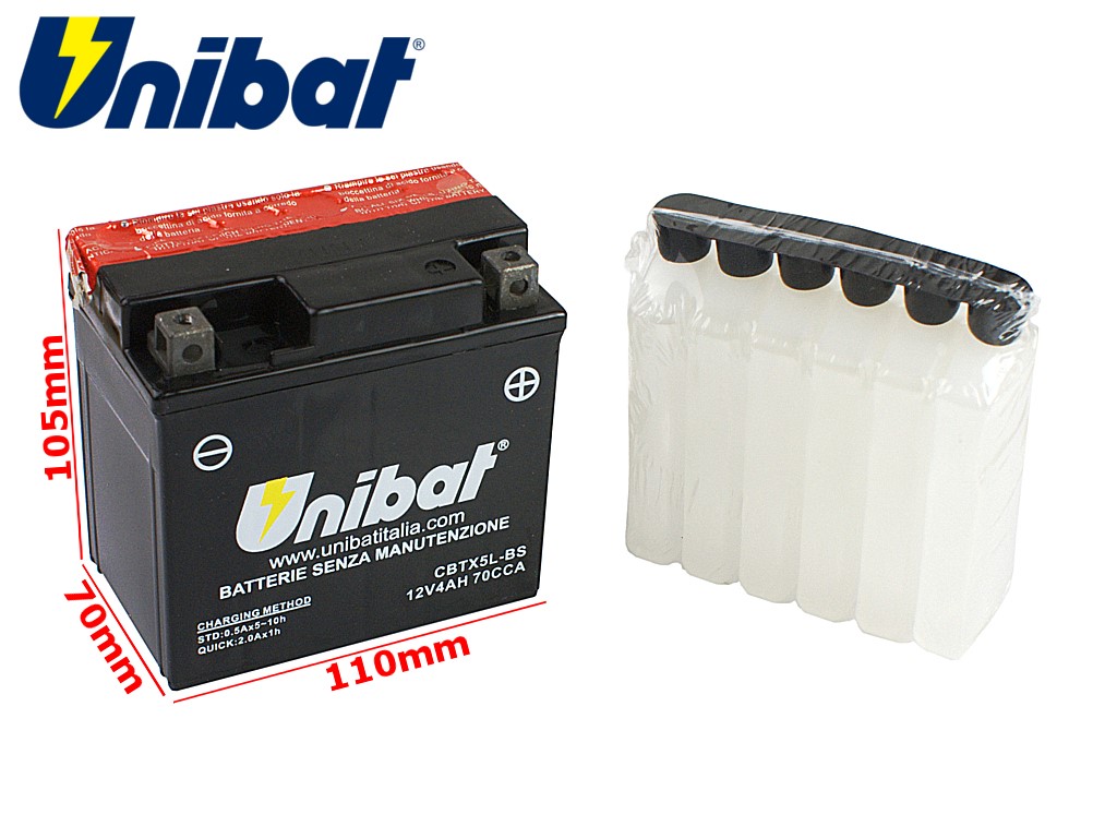 Gelová baterie pro čtyřkolku Unibat 12V 4Ah