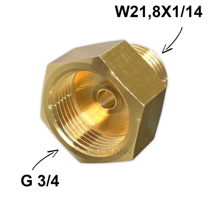 Redukce z G3/4 na W21,8 na láhev CO2