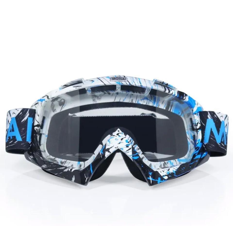 Brýle na motocross modro-bílé