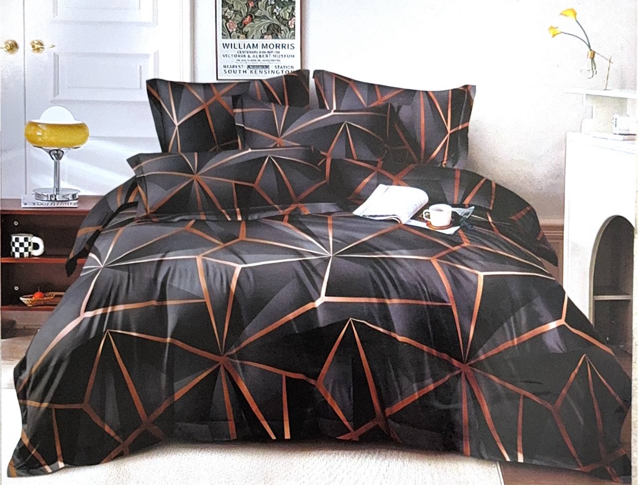 Bavlněné 7-dílné povlečení na manželskou postel oranžové