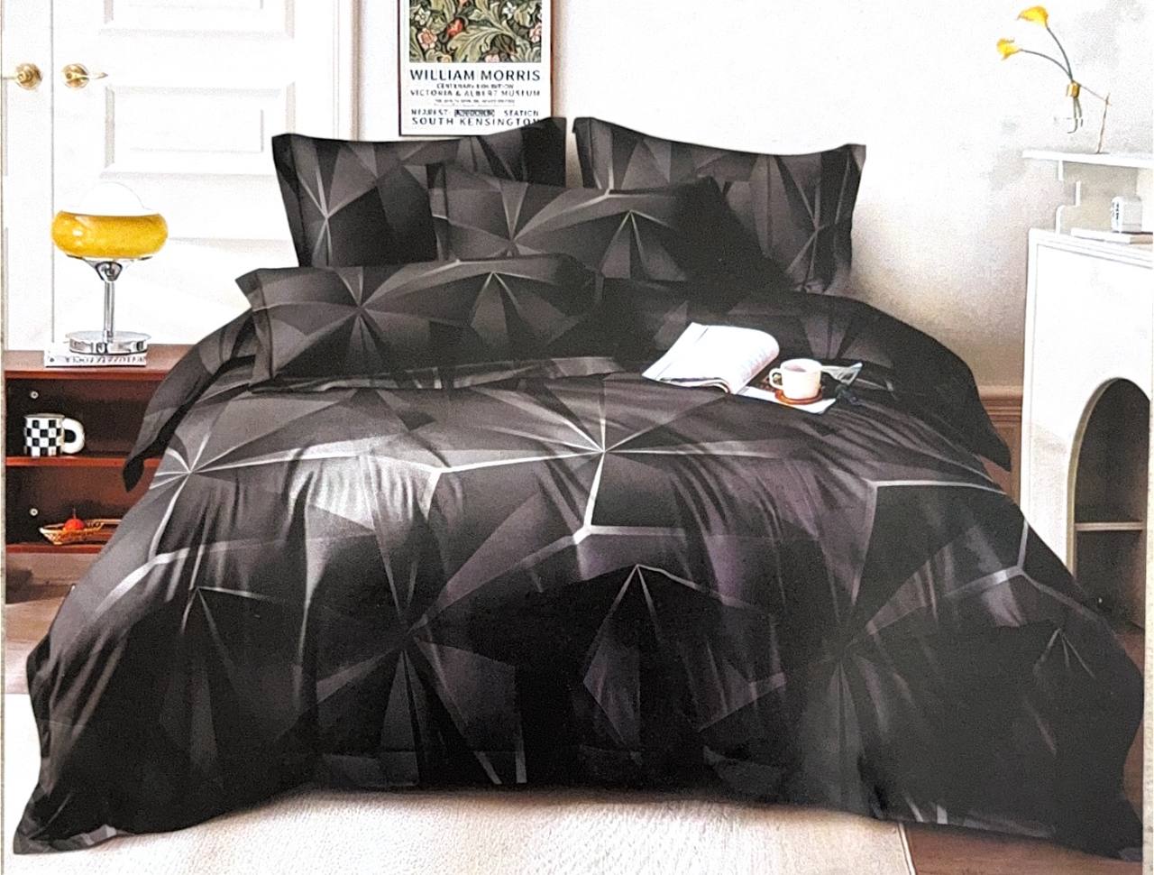 Bavlněné 7-dílné povlečení na manželskou postel šedé