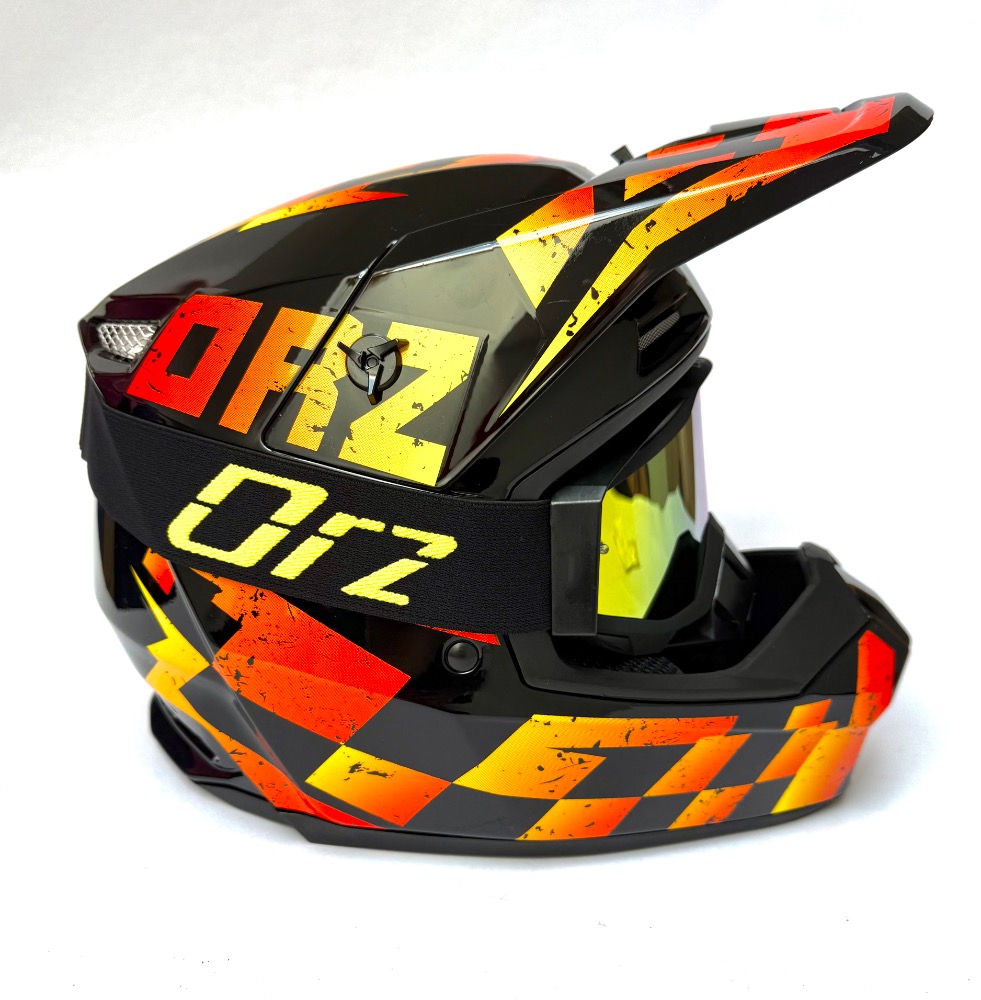 Cross helma ORZ v SETu s brýlemi orange